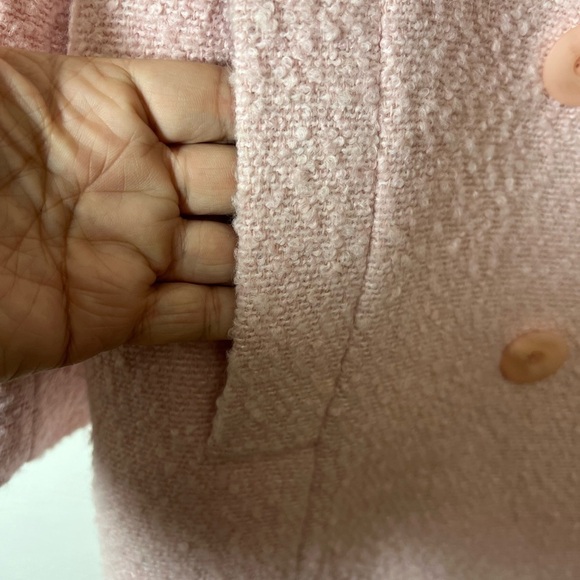 Fleurette Baby Pink Wool Blend Double Breasted Pea Coat Fully Lined Size 10 - Picture 4 of 12